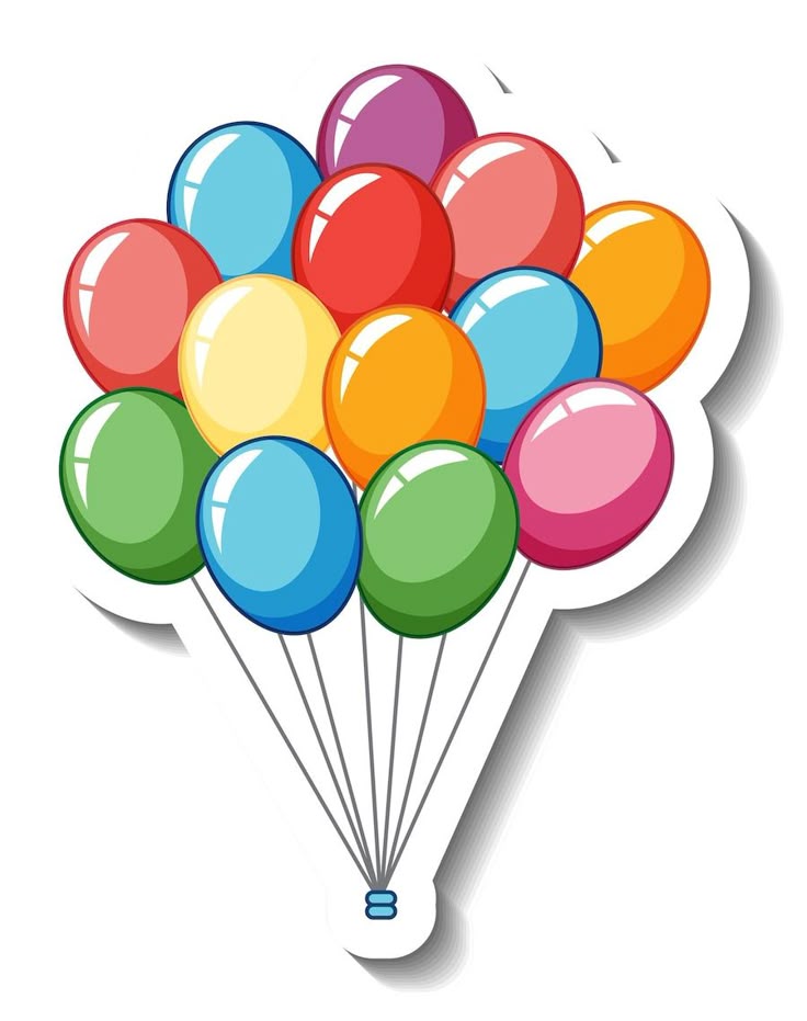 sticker template with many balloons isolated free vector
